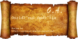 Oszlányi Amélia névjegykártya